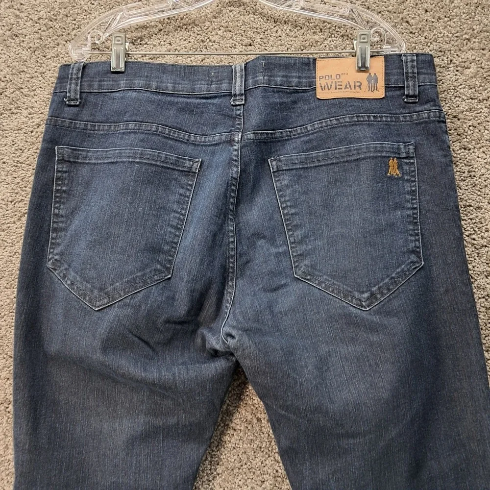 Polo Wear Basic Mens Dark Wash Stretch Denim Jeans Size 46 Indigo Slim Straight